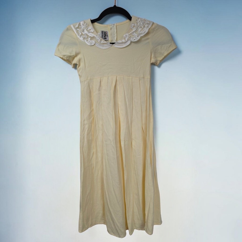 My Michelle Girls Yellow Lace Collar Empire Waist Dress Size 8 Prairie